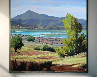 Impresión del lago Abiquiú, Nuevo México; paisaje del suroeste; arte de Ghost Ranch