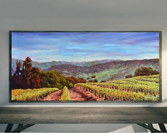 Vineyard prints on fine art paper, gallery wrap canvas and gallery wrap canvas in float frame, print of wine vineyards, wine country