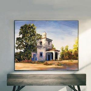 Barnsdall Rio Grande Service Station Art Print, Goleta Painting, Spanish Colonial Revival