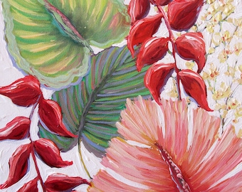 Tropical flowers 5x7" matted print, flower matted print, Maui prints, Hawian prints, sale on prints