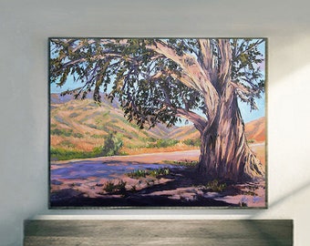 Landscape print of Eucalyptus tree on canvas a paper, Santa Cruz Island art print, Channel Islands art prints, landscape giclee print framed