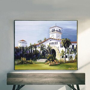 Santa Barbara art of Courthouse on fine art paper, gallery wrap canvas and gallery wrap canvas in float frame, Courthouse of Santa Barbara