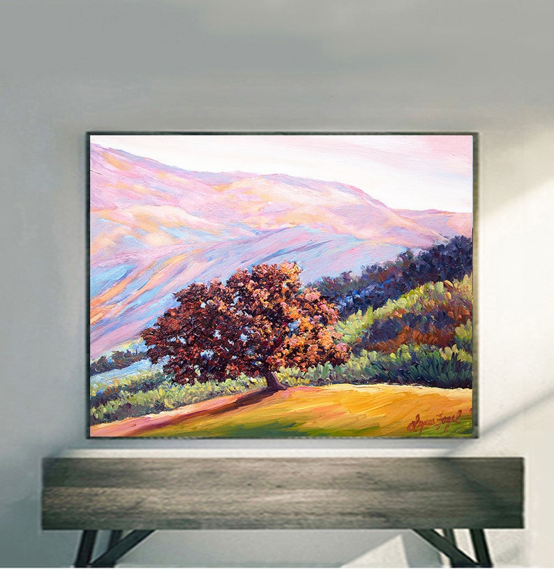 Oak Tree Pink Moment prints on fine art paper, gallery wrap canvas and gallery wrap canvas in float frame, Ojai Pink Moment, Ojai art print Bild 1