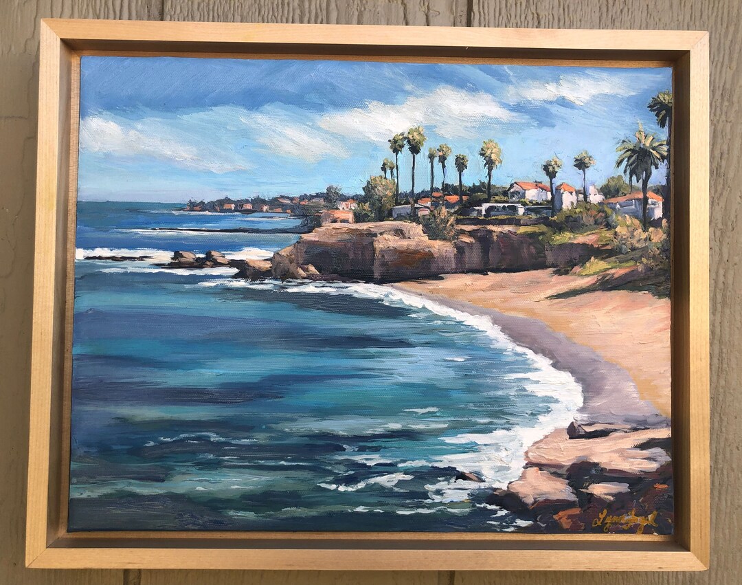 Laguna Beach Oil Painting 11 X 14 Oil on Canvas in Wood Float Frame