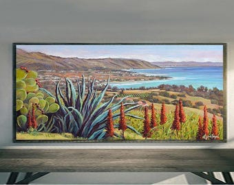 Goleta California Landscape Oil Painting Print, Santa Barbara Wall Art Canvas