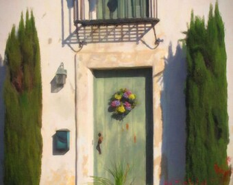 Santa Barbara 5x7" matted print,  Door, Santa Barbara art,Santa Barbara  Matted print, discounted prints