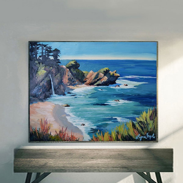 Big Sur McWay Falls  prints on fine art paper, gallery wrap canvas and gallery wrap canvas in float frame, Julia Pfeiffer Burns State Park