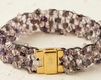 Handmade Loom Braclet Purple Crystal Bracelet Gemstone Bead Jewelry Magnetic Clasp Accessory Women Birthday Gift Graduation  Present Trendy