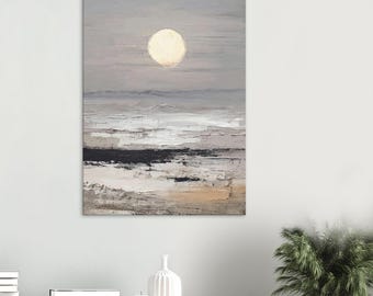 Lienzo impreso Japandi Sun, decoración de pared minimalista en tonos neutros, obra de arte zen escandinava.