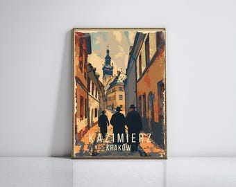 Kazimierz Krakow Poster, Vintage Jewish Quarter Travel Art (Digital Download)