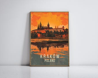 Krakow Travel Poster – Wawel Castle Printable Wall Art (Digital Download)