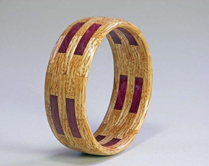 Bangle Bracelet Segmented Woodturning Oak & Purpleheart Etsy