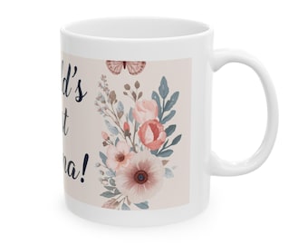 Taza con diseño floral "Mamá" / Taza de café "Mamá del mundo"