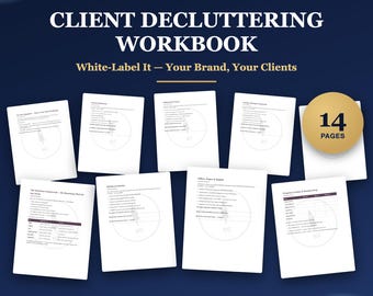 Decluttering Workbook for Professional Organizers, White Label Client Homework Room by Room Declutter Checklist Editable Word Google Docs