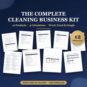Complete Cleaning Business Kit, Business Plan Contract Invoice Pricing Calculator Hiring Pack, Editable Word Excel Google Docs Templates