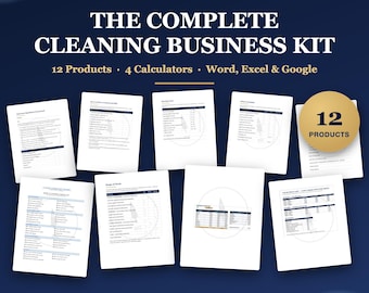 Complete Cleaning Business Kit, Business Plan Contract Invoice Pricing Calculator Hiring Pack, Editable Word Excel Google Docs Templates