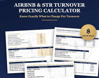Airbnb Cleaning Pricing Calculator for Cleaning Business, STR Turnover Price Excel Google Sheets Vacation Rental Cleaner Rate Spreadsheet