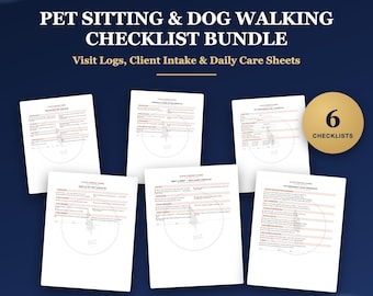 Pet Sitting Forms Bundle, Dog Walking Visit Checklist, Drop In Report Card, Overnight & Meet and Greet Sheets for Pet Care Business, PDF