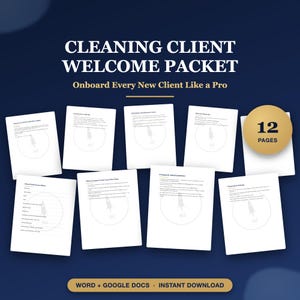 Cleaning Client Welcome Packet Template, New Client Onboarding Guide for House Cleaning Business, Editable Word Google Docs & Printable