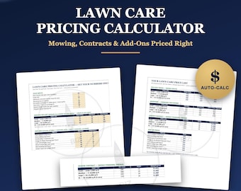 Lawn Care Pricing Calculator Spreadsheet, Lawn Mowing Business Rate Sheet Excel Google Sheets, Know What to Charge, Season Contract