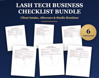 Lash Tech Checklist Bundle, Eyelash Extension Sanitation Log & State Board Prep, Appointment Workflow, Station Setup, Client Process PDF