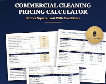 Commercial Cleaning Pricing Calculator, Janitorial Bid Calculator Excel Google Sheets Office Cleaning Rates Square Foot Contract Pricing