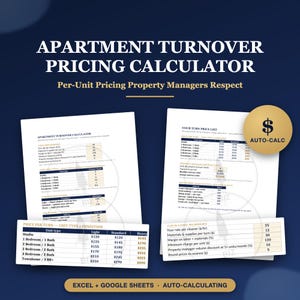Apartment Turnover Pricing Calculator Spreadsheet, Make Ready Cleaning Rate Sheet Excel Google Sheets, Rental Unit Turn Price List Template