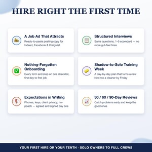 Cleaning Business Employee Training and Hiring Bundle, New Hire Onboarding Checklist, Interview Questions, Handbook for Cleaning Crew image 3