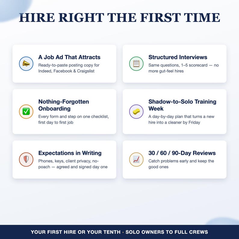 Cleaning Business Employee Training and Hiring Bundle, New Hire Onboarding Checklist, Interview Questions, Handbook for Cleaning Crew image 3