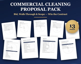 Commercial Cleaning Bid Template with Walk Through Form & Pricing Worksheet, Janitorial Proposal Contract for Cleaning Business, Word Docs