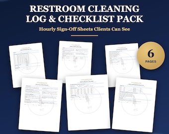 Restroom Cleaning Log & Checklist Printable PDF, Bathroom Cleaning Sign Off Sheet for Business, Hourly Restroom Check Chart Office Cafe