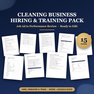 Cleaning Business Employee Training and Hiring Bundle, New Hire Onboarding Checklist, Interview Questions, Handbook for Cleaning Crew