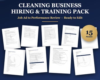 Cleaning Business Employee Training and Hiring Bundle, New Hire Onboarding Checklist, Interview Questions, Handbook for Cleaning Crew