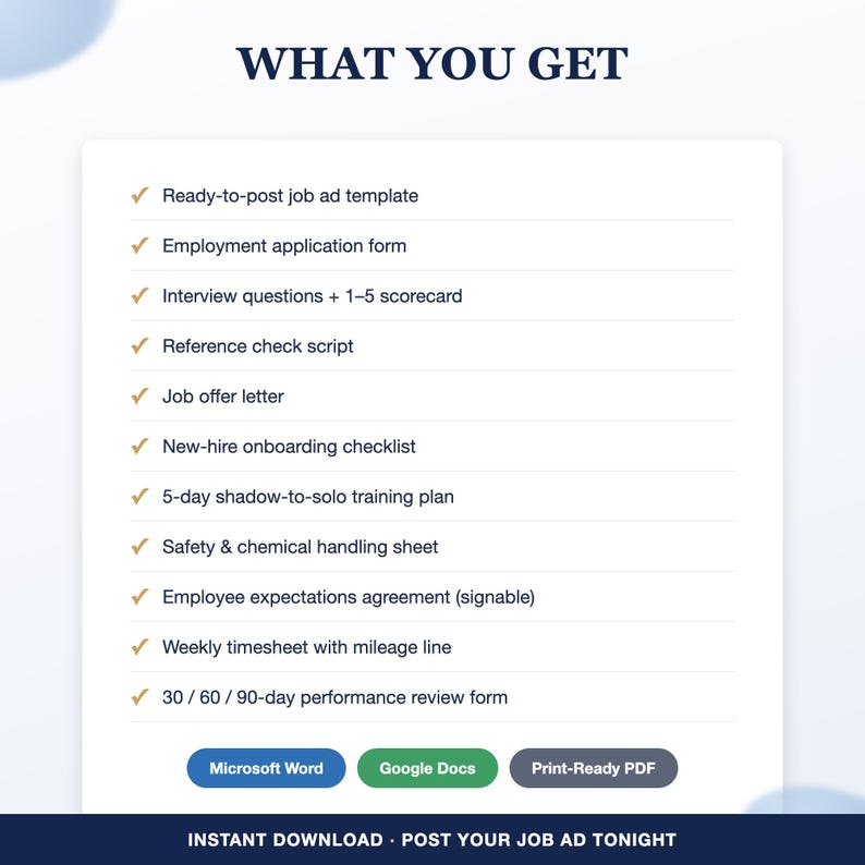 Cleaning Business Employee Training and Hiring Bundle, New Hire Onboarding Checklist, Interview Questions, Handbook for Cleaning Crew image 5