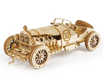 Kit de modelo de carro 3D em madeira – Quebra-cabeça mecânico, modelo em escala, decoração para casa, presente de aniversário