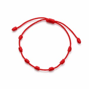 2 st handgjort armband med 7 knop, röd sträng, lyckoskyddsamulett, justerbart vänskapsarmband för par..