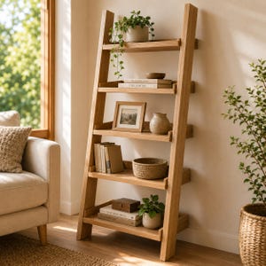 DIY Ladder Shelves Plans - Simple Wooden Shelves Plans - Diy Build Ladder Shelves Guide - PDF Download.