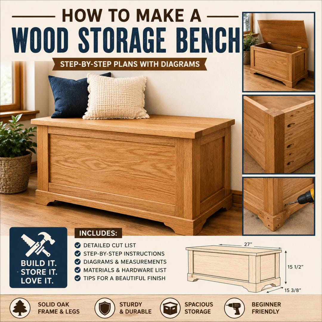 DIY Storage Bench Plans | Wooden Toy Box, Blanket Chest, Entryway ...