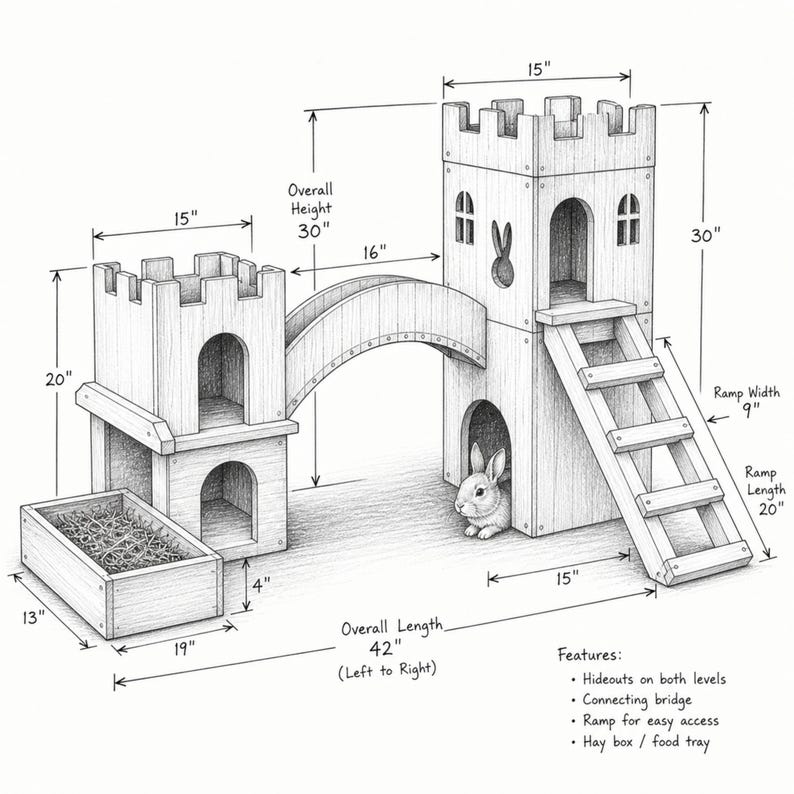 DIY Bunny Castle Playground Plans – Rabbit Hutch Woodworking Build ...