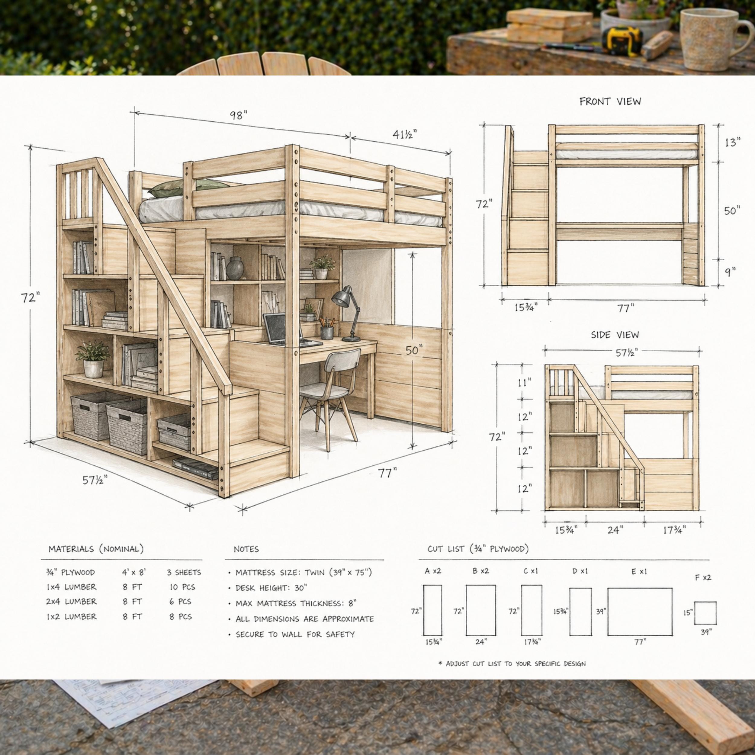 Loft Living Quick Guide.pdf DIY Loft Bed Plans – Storage Staircase, Beginner Woodworking Guide (PDF ...