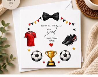 Tarjeta personalizada para papá futbolista / Colores personalizados del equipo, regalo para hijo/a