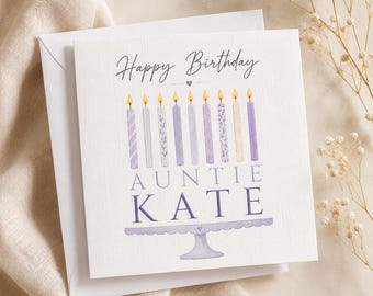 Tarjeta de felicitación personalizada con forma de tarta de cumpleaños / Estilo floral o clásico