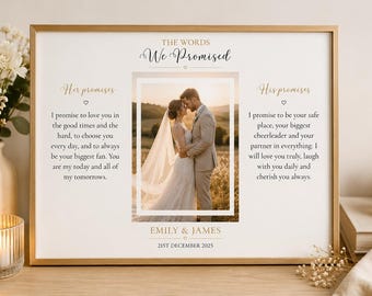 Lámina personalizada con los votos matrimoniales y foto / Regalo de recuerdo de aniversario