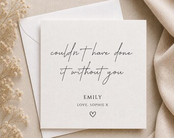 Tarjeta de agradecimiento personalizada para la fiesta nupcial / Recuerdo para damas de honor y madrinas