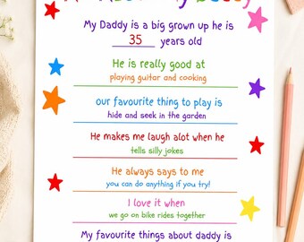 Lámina personalizada "Todo sobre papá" / Regalo de recuerdo para el Día del Padre (A4 sin marco)