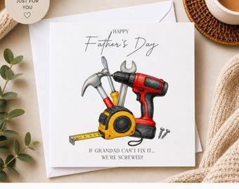 Tarjeta personalizada para el Día del Padre / Divertido diseño de herramienta para papá o abuelo (Hecho en el Reino Unido)