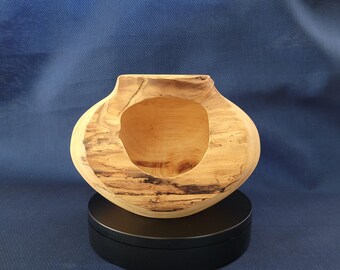 Live Edge Poplar Vessel with Reaction-Wood Waves & Worm Holes-Hand Turned