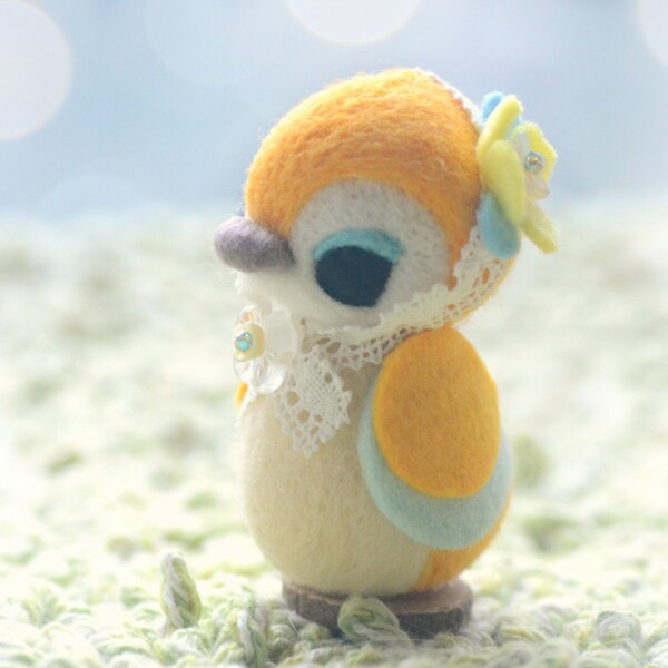 RESERVED FOR TWEETY  - Handmade soft sculpture bird doll, needle felt bird, nursery decor toy