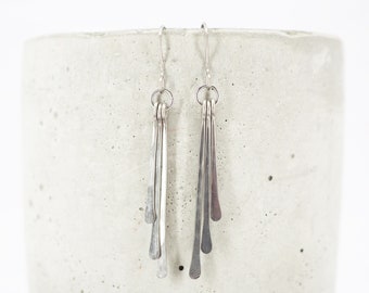 Three stem titanium earrings - Dangle drop earrings - Unique boho delicate statement earrings - Hypoallergenic