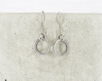 Hypoallergenic titanium earrings - Small hoop ring dangle earrings - Boho delicate earrings